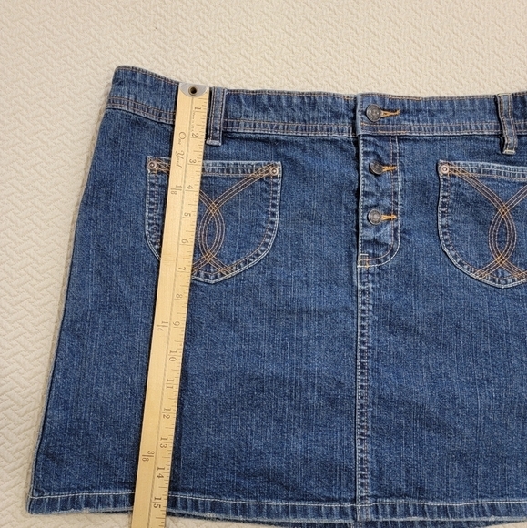 Vintage Old Navy Y2K Ultra Low Waist Denim Mini Jeans Skirt Size 14 - Picture 7 of 13